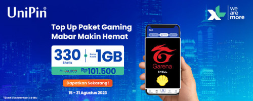 Top Up Garena Shell 330 di myXL dan Dapatkan Bonus Kuota 1GB!